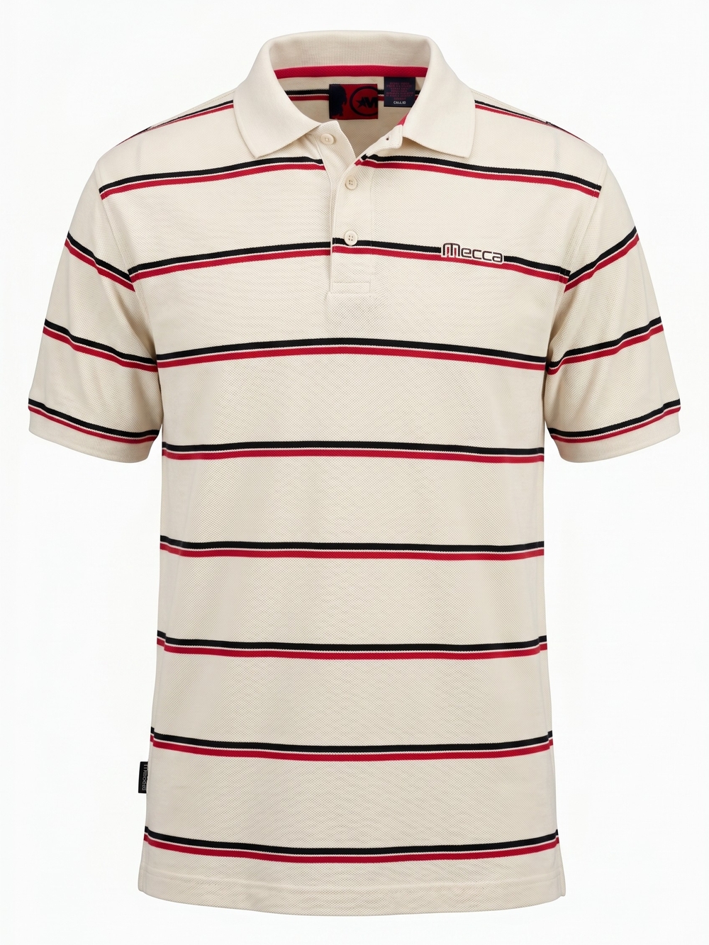 Vintage Mecca Cream Polo with Red and Black Stripes Size XL